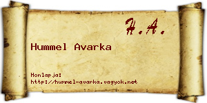 Hummel Avarka névjegykártya